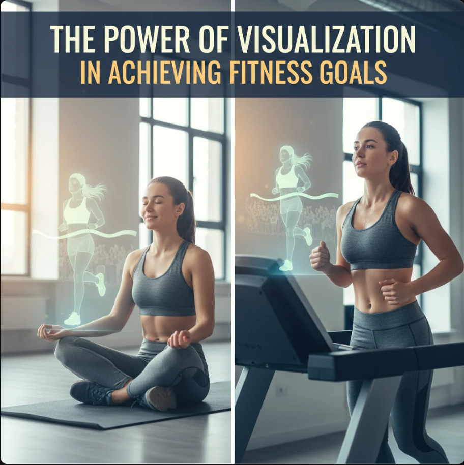 Ilustrasi siluet seseorang berolahraga dengan visualisasi tubuh ideal dalam bayangan cahaya.